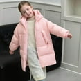 thumbnail image 3 of Cethrio Girls Puffer Jackets Size 14-16, Warm Mid-length Zip up Windproof Winter Coats with Hood Pink, 3 of 8