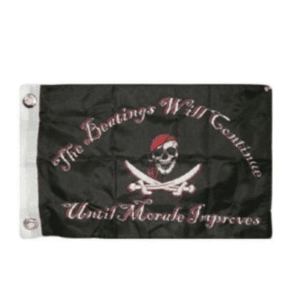 12x18 12"x18" Jolly Roger Pirate The Beatings will Continue Flag