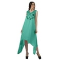 thumbnail image 2 of Moomaya Sleeveless Solid Rayon Asymmetric Hem Womens Beach Party Dresses, 2 of 5