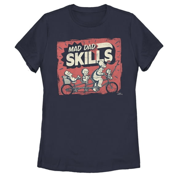 Women's The Simpsons Father's Day Mad Dad Skills  Graphic Tee Navy Blue Medium