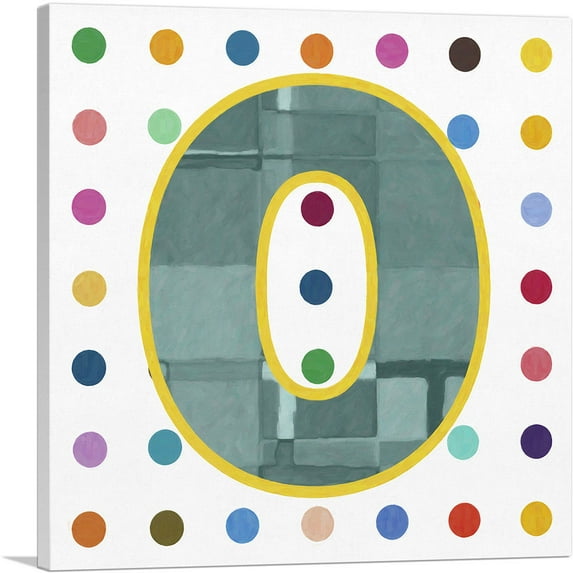 ARTCANVAS Fun Polka Dots Number 0 Zero Numeral Canvas Art Print - Size: 18" x 18" (0.75" Deep)