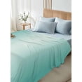 thumbnail image 4 of Turquoise Ombre Twim XL Size Flat Sheet, Wrinkleproof & Fadeproof Cooling Flat Bed Sheet Only, Modern Gradient Abstract Art Breathable Soft Bedding Top Sheets 66 x 102 Inches, 4 of 8