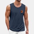 thumbnail image 3 of Men's Summer Hawaiian Printed Surf Beach Tank Top, Casual Loose Breathable Sleeveless Shirt, Navy Blue, L, 3 of 6