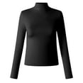thumbnail image 4 of SHITINN Women's Slim Fit Turtleneck Top Long Sleeve Lightweight Double Faced Bottoming Shirt Women's Tops Women's Short Sleeve Tops Womens Summer Outfits, 4 of 4