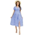 thumbnail image 2 of Yesfashion Women's Maternity Dress Summer Ditsy Floral V Neck Short Sleeve A Line Swing Midi Dress, 2 of 5