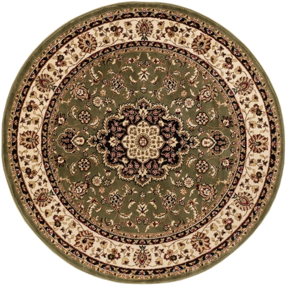 Well Woven Tapis Traditionnel Barclay Médaillon Kashan Vert 5 Pieds3 Pouces Rond