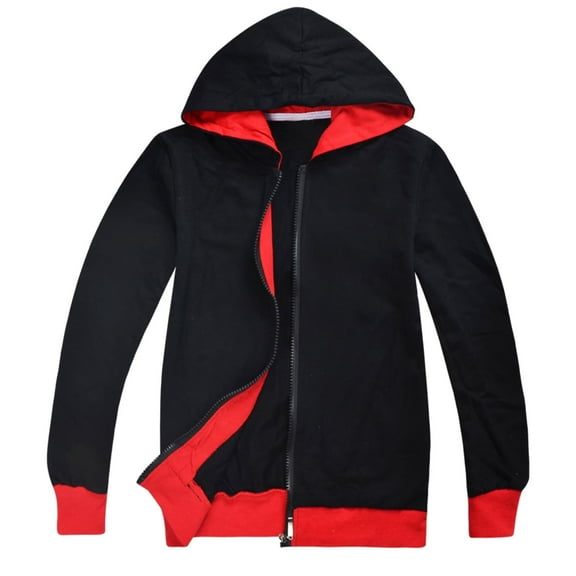 Hoodie Black Hooded Long Sleeve Zip Up Tops Fall Winter Clothes 4-5 Years Boy Clothes