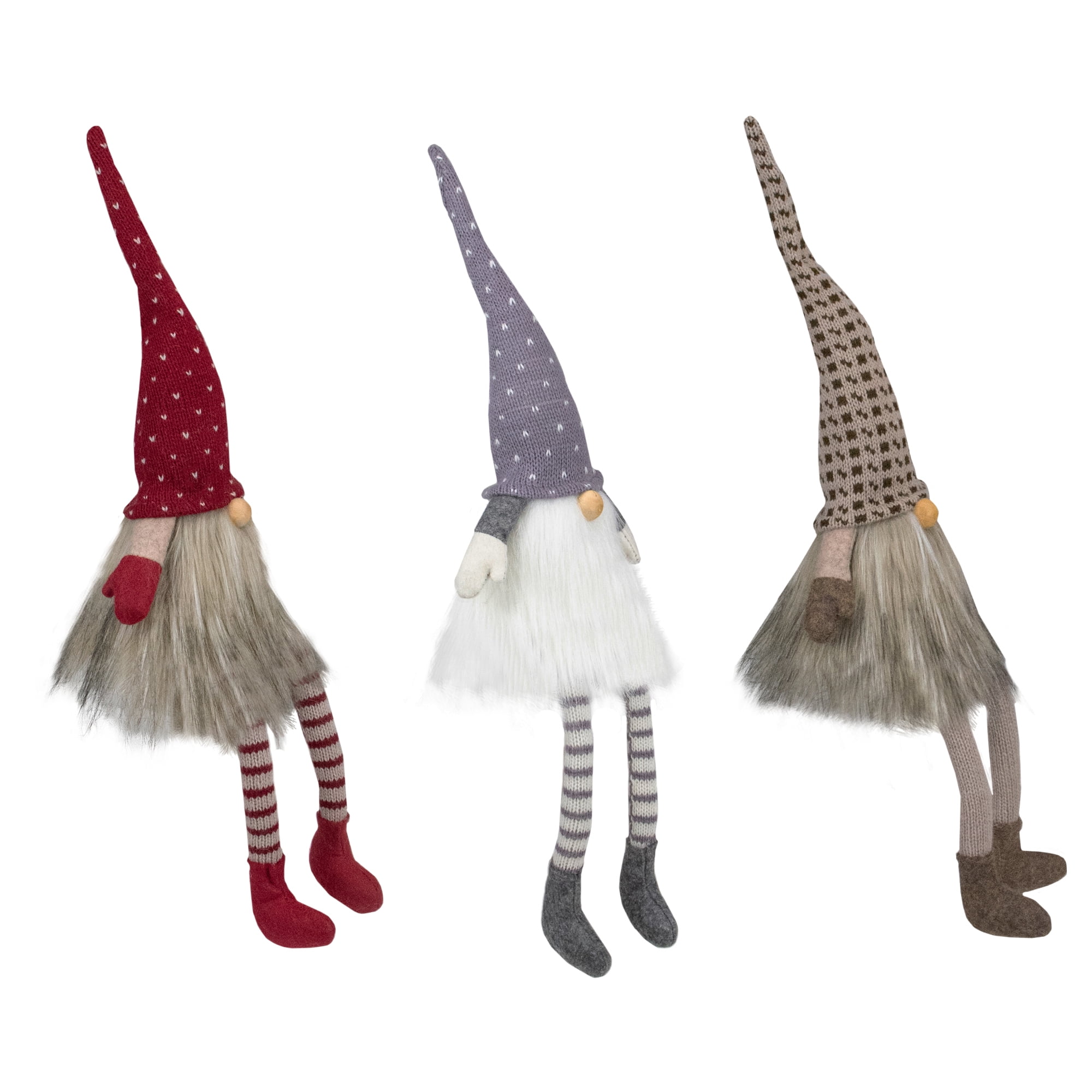 Northlight Sitting Christmas Gnomes with Dangling Legs - 20" - Set of 3