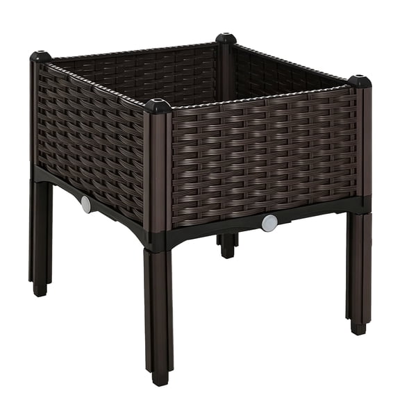 Anxingo Plastic Raised Garden Bed with Legs, Outdoor Garden Planter Box for Vegetables and Flowers 15.75" x 15.75" x 14.57"