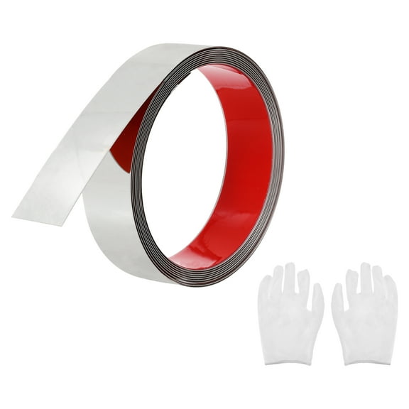 Mirrored Silver Peel Stick Wall Molding Trim with Glove,1.18 Inch x 6.56 Feet