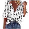 thumbnail image 2 of CEHVOM Chemise Femme Mode à Col en V à Imprimé Floral à Manches 3/4 Blouse Ample Haut, 2 of 6