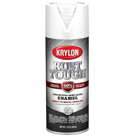 Krylon Rust Tough Semi-Gloss Alkyd Enamel Spray Paint - Interior/Exterior - 12 Oz White