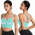thumbnail image 2 of Prolriy Sports Bras for Women High Support Womens Back Sport Bras Padded Strappy Cropped Bras for Yoga Workout Fitness Bras Bralettes for Women Green L, 2 of 4