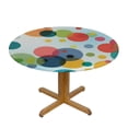 thumbnail image 3 of Nawypu Modern Abstract Edged Table Cover, Watercolor Style Colorful Circles Pattern Wipeable Table Cloth Cover for Holiday Home Picnic Party Wedding Buffet Parties Camping Round, 3 of 7