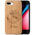 thumbnail image 1 of Case Yard Wooden Case Outside Soft TPU Silicone, Slim Fit Shockproof Wood Protective Phone Cover for Girls Boys Men and Women, Supports Wireless Charging Aries Sign Design case for iPhone-8-Plus, 1 of 7