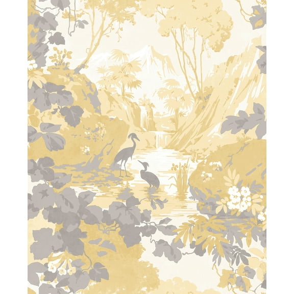 Brewster Home Fashions Brewster Eden Mustard Crane Lagoon Wallpaper