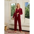 thumbnail image 2 of EK4YDNDS Womens Flannel Pajama Set, Long Button Down Lightweight Pjs Set with Pockets,(Burgundy,XL), 2 of 3