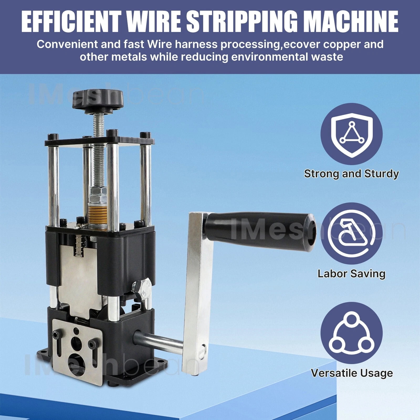 iMeshbean Electric & Manual Wire Stripping Machine Hand Crank Cable Cutter Copper Peeling Stripper