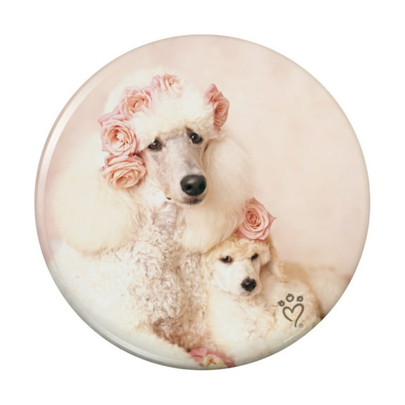 Poodles Mother and Daughter Puppy Dog Kitchen Refrigerator Locker Button Magnet