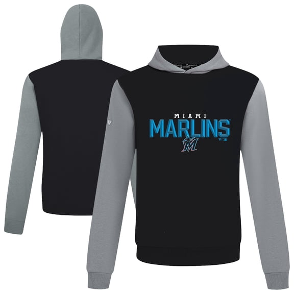 Men's Levelwear Black Miami Marlins Throwback Carve Ultimate Hoodie