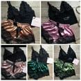 thumbnail image 3 of Pijama Sexy de seda con tirantes para mujer, ropa de dormir de dos piezas, pantalones cortos, Conjunto de pijama de encaje, camisón Sexy, ropa de casa informal de verano, 3 of 4
