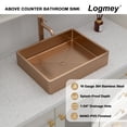 thumbnail image 4 of Logmey 19x15 Inch Stainless Steel Rectangular Bathroom Sink, Rose Gold Bathroom Vanity Vessel Basin with Rose Gold Drainer Assembly, 4 of 9