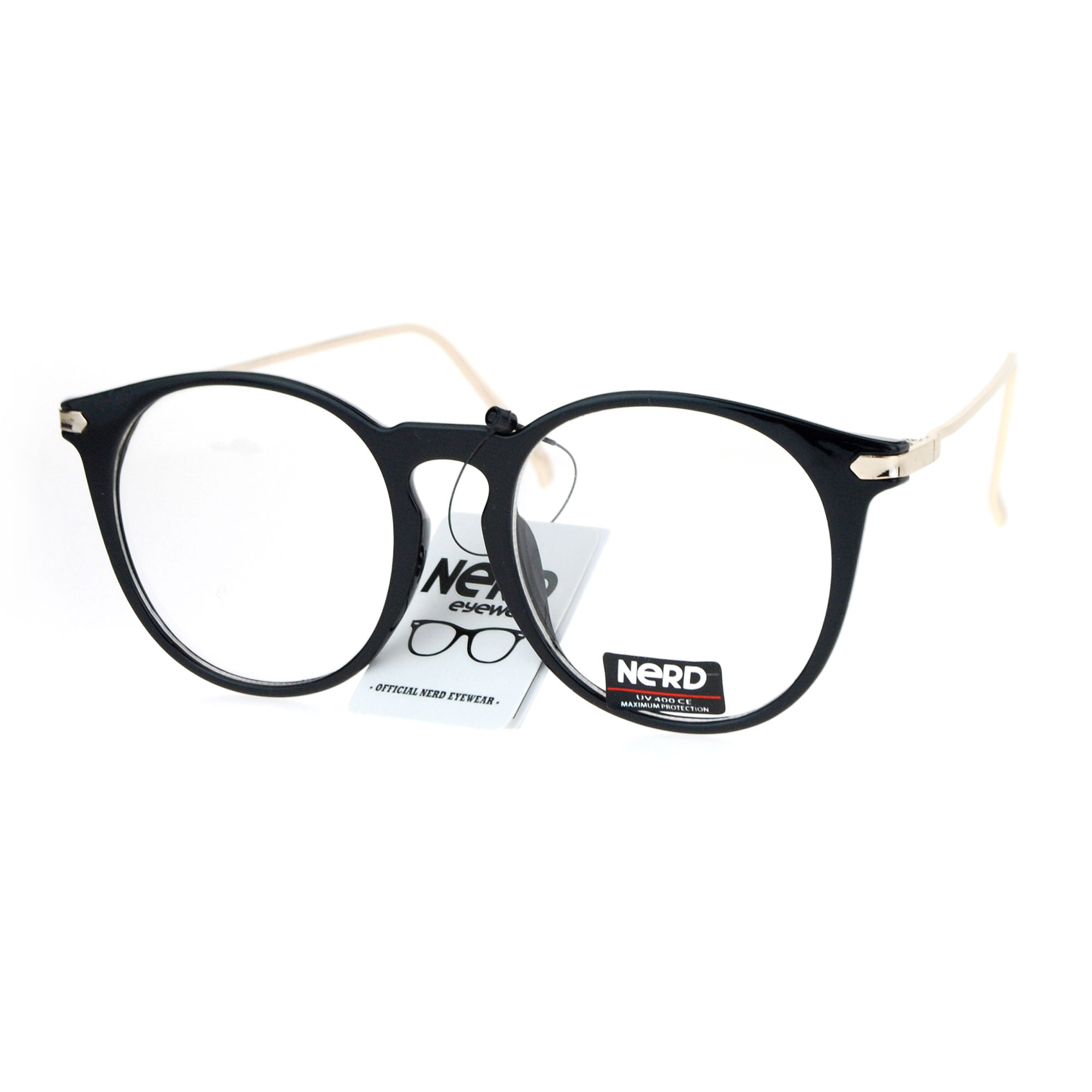 SA106 Nerd Round Keyhole Horned Rim Clear Lens Eye Glasses 