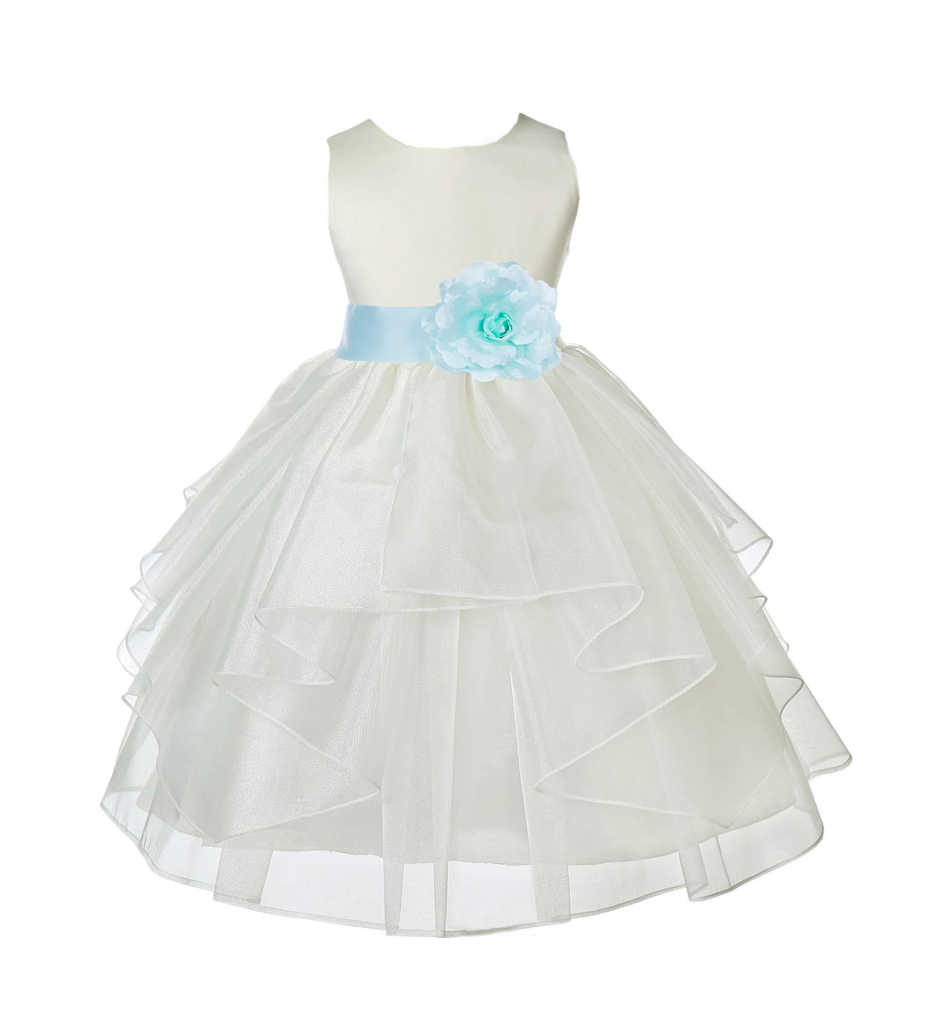 PAGEANT ORGANZA DRESS FLOWER GIRL COMMUNION BAPTISM EASTER HOLIDAY BIRTHDAY KIDS 