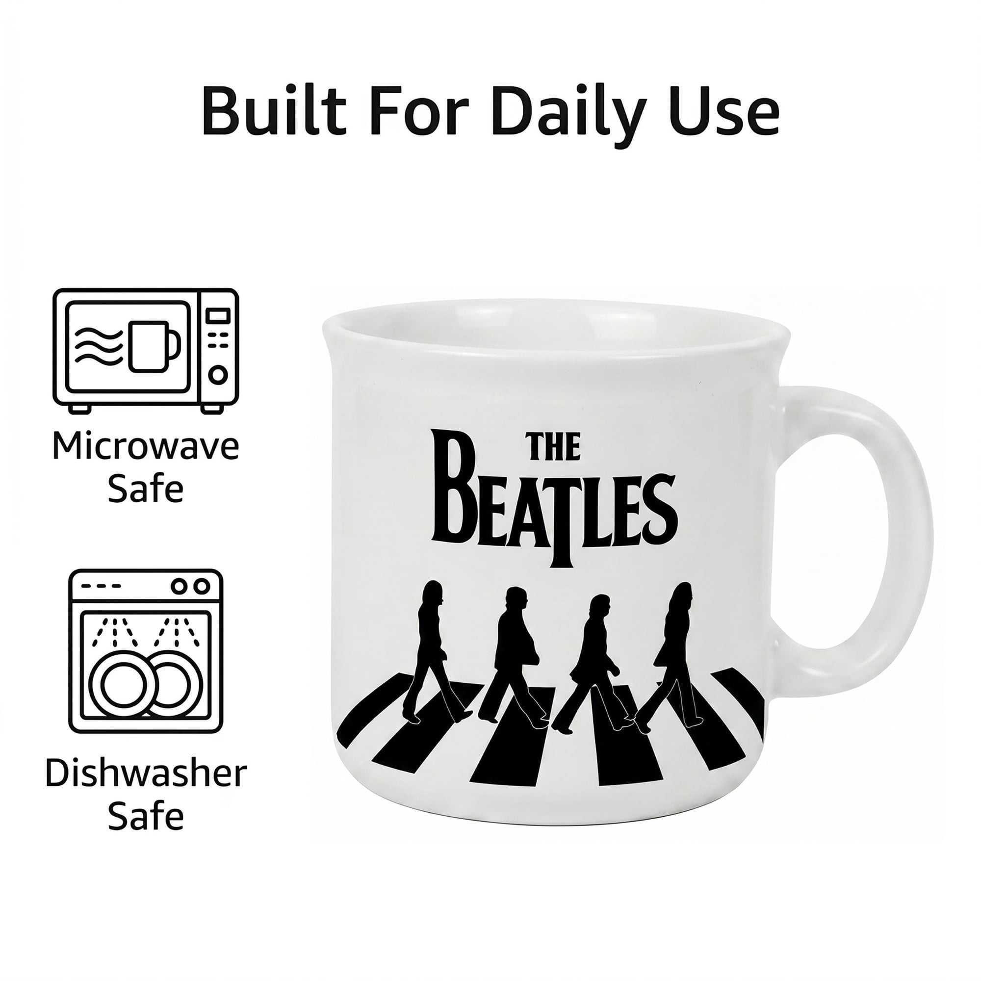 Pyramid America: The Beatles: Abbey Road Walk - 20oz Ceramic Camper Mug - Coffee & Tea Cup, Microwave-Dishwasher Safe, Band Fan Collectible, Licensed