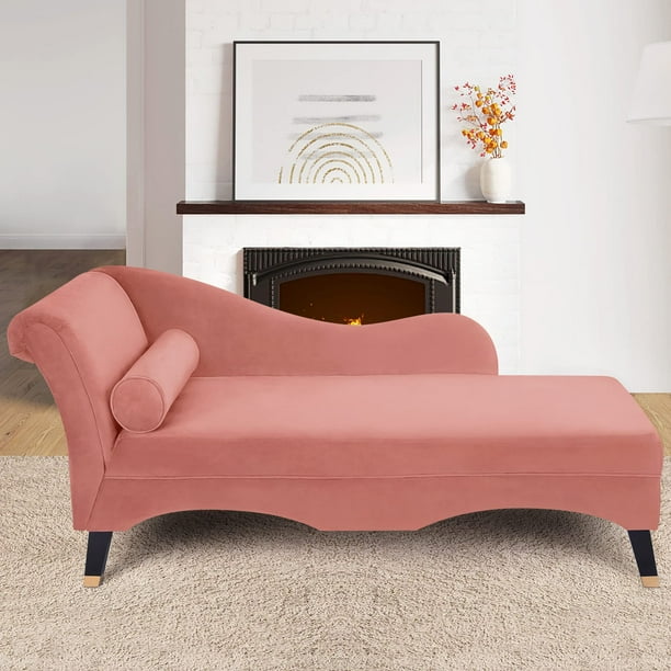 GymChoice Velvet Chaise Lounge Chair,Indoor Fabric Chaise Lounges Chair