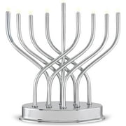 Electric Menorah LED Battery Highly Chrome Plated Hanukkah Menorah