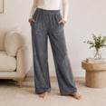 thumbnail image 2 of Axiiglly Flannel Pajama Pants for Women, Cute Printed Elastic Waist Wide Leg Pajama Pants with Pockets, Plus Size Loose Comfy Lounger Sleepwear Trousers, 2 of 7