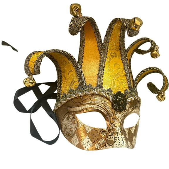 Unisex Mens Mardi Gras Vintage Harlequins Masquerade Jolly Jester Mask Cosplay Dance Birthday Carnival Halloween dress up Cosplay Party