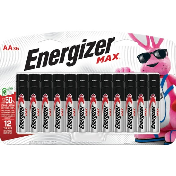 36 pack of Energizer MAX AA Alkaline Batteries, Double A Batteries, Long lasting power and innovation is what the Energizer MAX family is all about. Meet our longest-lasting AA and AAA Energizer MAX batteries yet. They also hold their power for up to 12 years while in storage, so you have power when you need it most.