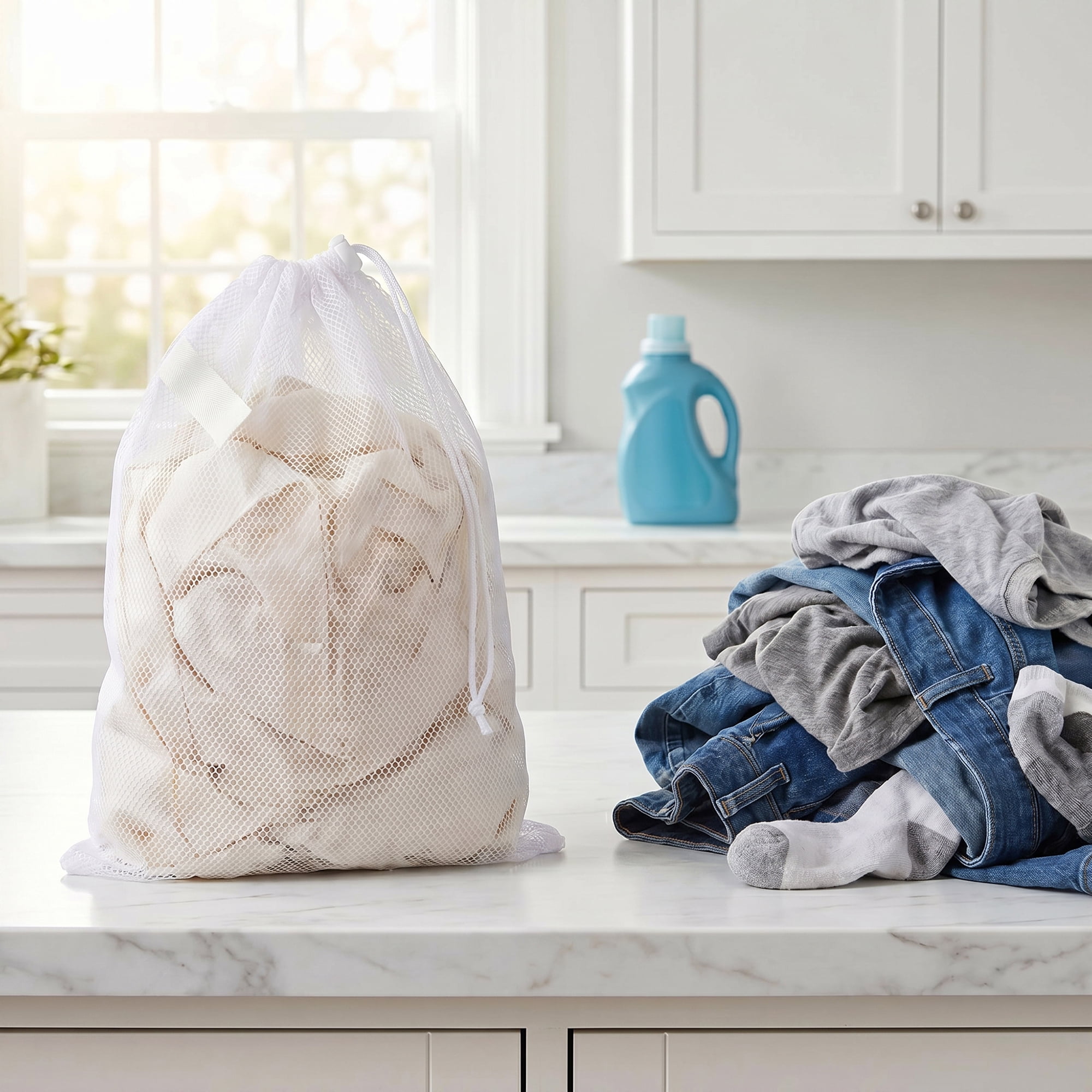 Unique Bargains 2Pcs Durable Laundry Bags with Drawstring Closure Black 7.9" x 11.8"