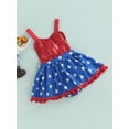thumbnail image 2 of Bagilaanoe Baby Girls Independence Day Outfits 0-24M 4th of July Romper Dress Infant Star Sleeveless Backless Sequin Patchwork Bodysuits Clothes, 2 of 7