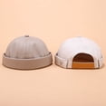 thumbnail image 4 of Sombrero de piso para hombre, moda urbana de primavera y verano, sombrero de melón, sombrero de pintor marinero con marca de metal sin gorro retro para mujer, 4 of 6