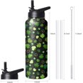 thumbnail image 2 of 40oz St Patricks Day Water Bottle with Handle and Flip Straw, Green Irish Shamrocks Stainless Steel Insulated Cup, Travel Coffee Mug Tumbler, Gifts for Women Men, 2 of 6
