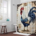 thumbnail image 5 of Blue White Rooster Floral Fabric Shower Curtain Retro Letter Washable Shower Curtains for Bathroom, Waterproof Bath Curtain with Hooks Home Decor 72x72in, 5 of 8