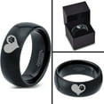 thumbnail image 4 of Tungsten Paw Print Heart Shaped Band Ring 8mm Men Women Comfort Fit Black Dome Polished, 4 of 4