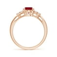 thumbnail image 2 of ANGARA Natural Oval 1.25 ct Ruby Bypass Ring with Trio Diamond Accents in 14K Rose Gold for Women (Size-8x6mm) | July Birthstone Jewelry for Her, 2 of 9