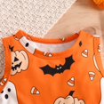 thumbnail image 4 of GYRATEDREAM Toddler Baby Girls Clothes Halloween Dress Cartoon Pumpkin Ghost Spider Print Outfits with Mesh Shawl Cover-up 2 Piece Set for 3-4Y Orange, 4 of 9