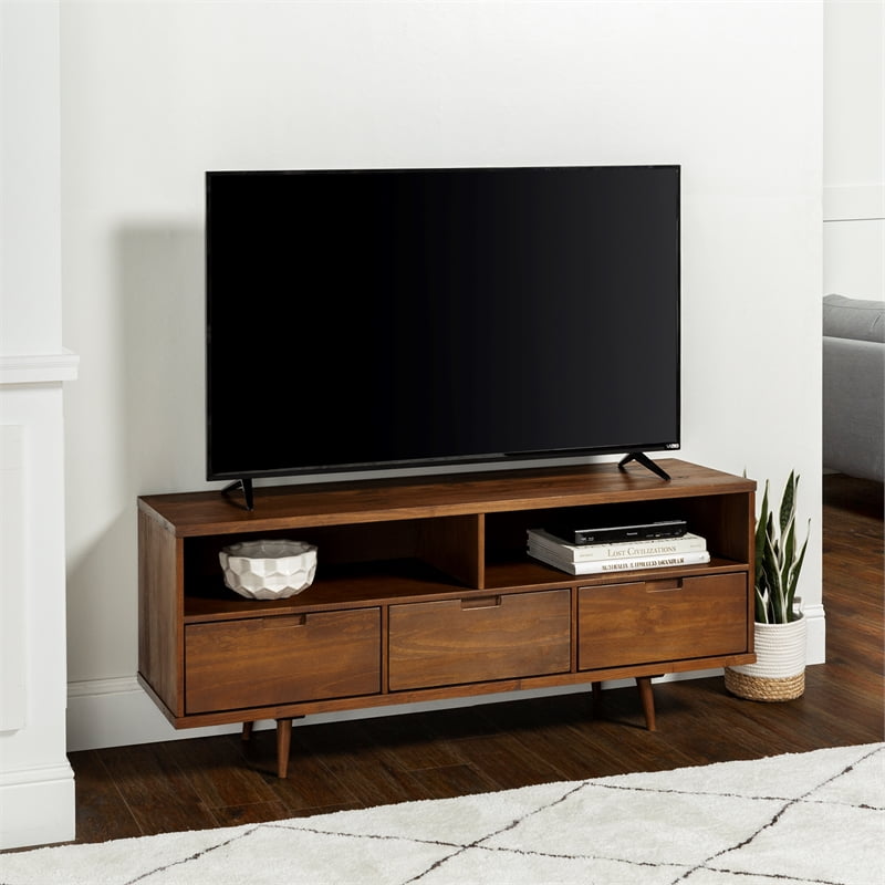 Photo 1 of 58 3-Drawer Mid Century Modern TV Stand - Walnut