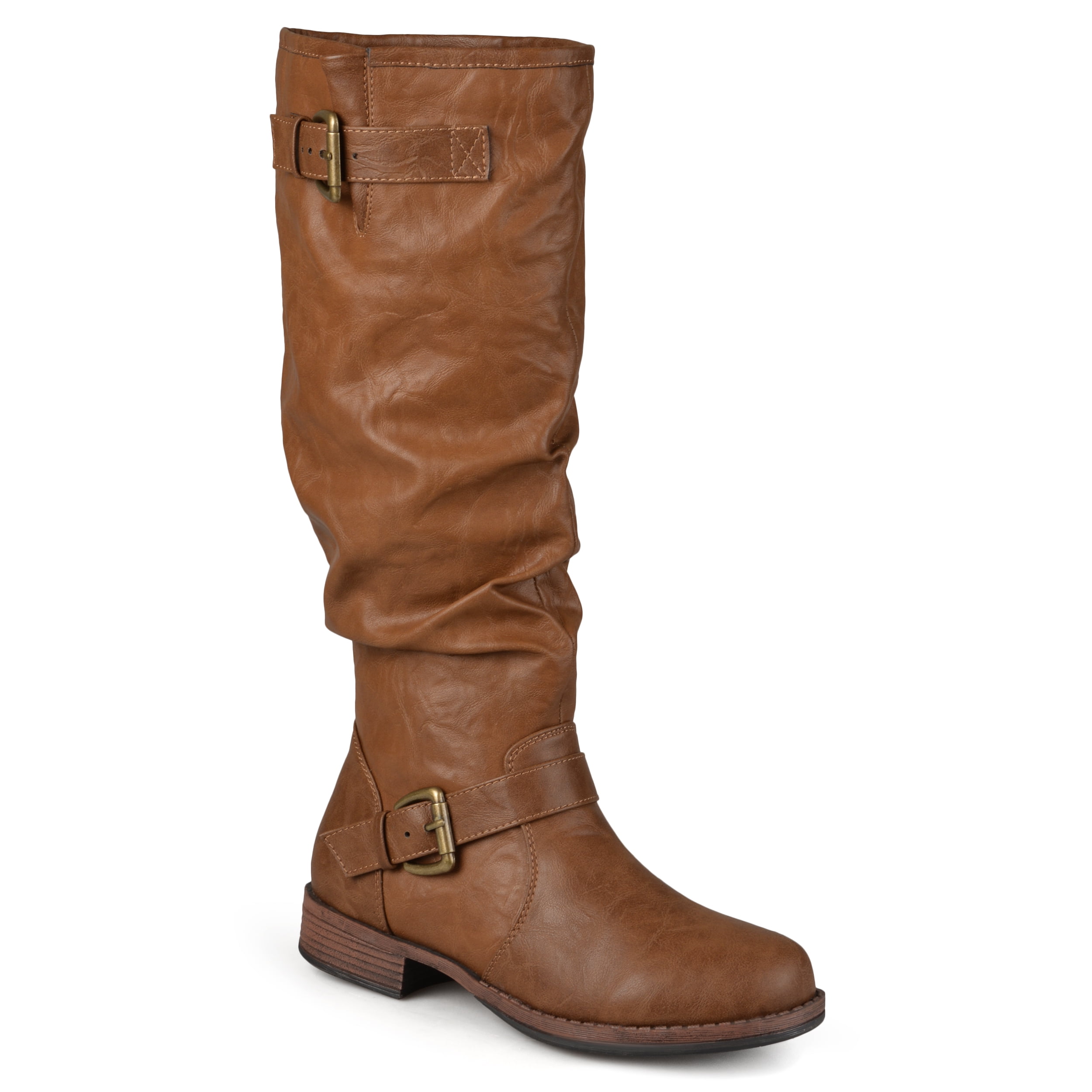 Brinley Co. Wide Calf Slouchy Buckle Detail Boots (Women's)