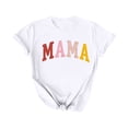 thumbnail image 1 of Camiseta de mujer Penkiiy Mama Carta impresa T-shirt Día de la Madre Tops de manga corta 2XL Blanco, 1 of 5
