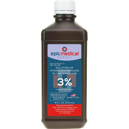 Epic Medical Supply Hydrogen Peroxide First Aid Antiseptic , 3% USP, 16 oz.