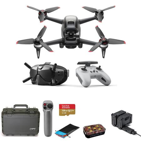 beløb Herre venlig Chaiselong FPV Drone Combo - Bundle with Fly More Kit, Motion Controller, Strobe Light  White, 128GB microSD Card, Carry Case, Landing Pad - Walmart.com
