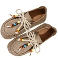 thumbnail image 5 of Xfvqtps Beaded Moccasins Womens Bohemian Shoes Slip on Flats Comfortable Casual Ethnic Shoes Soft Sole Flat Shoes for Women Outdoor Indoor Wear Khaki, 5 of 5
