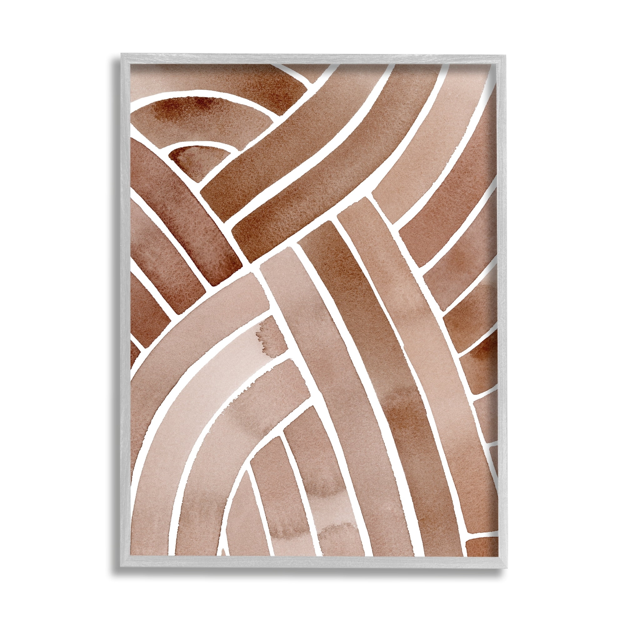 Stupell Industries Modern Brown Intertwining Lines Stripes Watercolor Detail Painting Gray Framed Art Print Wall Art, Design by Grace Popp
