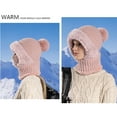 thumbnail image 5 of MAIHAN Women Winter Hat Knitted Hat in Autumn and Winter,3 in 1 Hat Cold Resistant, Wind-Resistant Face Mask Hooded Scarf,Pink, 5 of 6